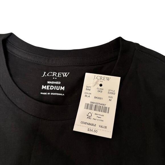NWT J.Crew Factory Black Cotton Crewneck T-Shirt Men’s M Classic Fit - Picture 6 of 7